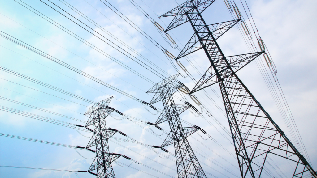 Electric poles and wires that deliver electricity to Texans, representing the power grid.